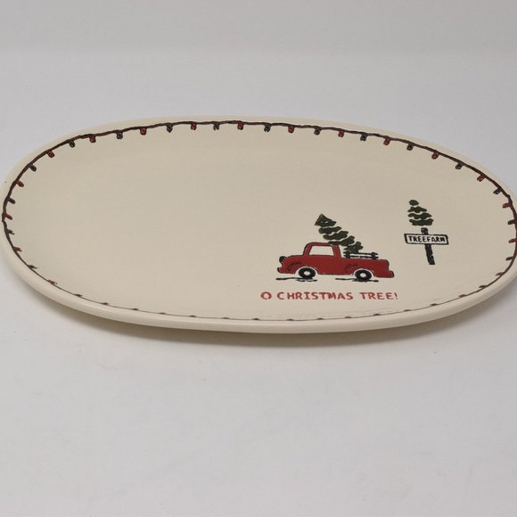 Potters Studio O Christmas Tree Farm Serving Dish Red Truck Holidays Party Table - Picture 5 of 8